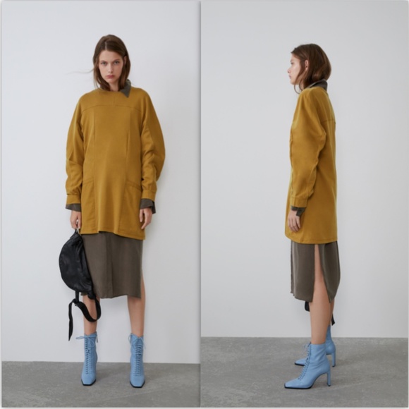 Zara Mustard Dress With Pockets NWT - Picture 7 of 16